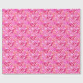 Monogram op de Pastel Pink Floral Achtergrond Cadeaupapier (Vlak)