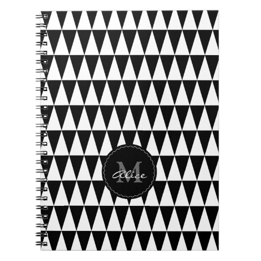 Monogram op driehoekspatroon notitieboek (Voorkant)