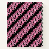 Monogram op fractale roze en zwart notitieboek (Achterkant)