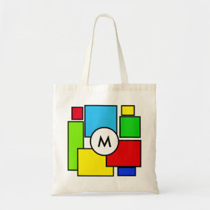 Monogram op gekleurde vierkanten tote bag