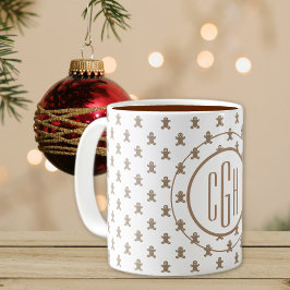 Monogram op Gingerbread Man Patroon 11oz Koffiemok