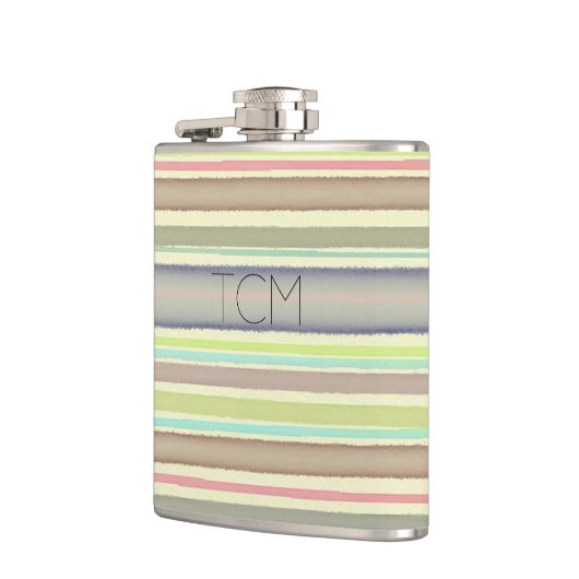 Monogram op handbeschilderde strepen met waterverf heupfles (Links)