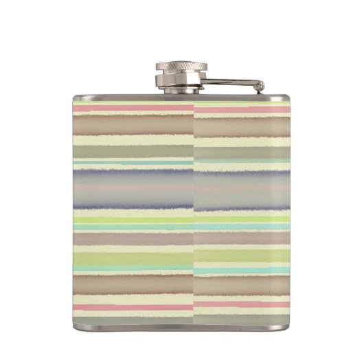 Monogram op handbeschilderde strepen met waterverf heupfles (Achterkant)