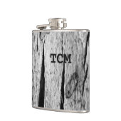 Monogram op houtzwart en wit heupfles (Links)