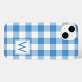 Monogram op lichtblauw en witte buffelplaat Case-Mate iPhone case (Achterkant (horizontaal))