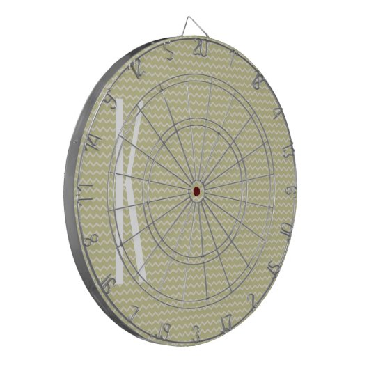 Monogram op Light Sage Green Mini Chevron Dartbord (Voorkant Links)