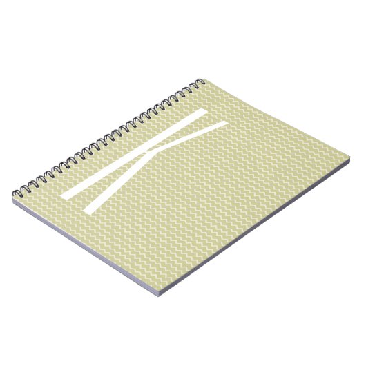 Monogram op Light Sage Green Mini Chevron Notitieboek (Linkerzijde)