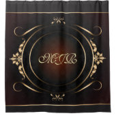 Monogram op luxe goudbloemige achtergrond douchegordijn (Voorkant)