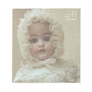 Monogram op maat gesneden Victoriaans meisje Doll Notitieblok