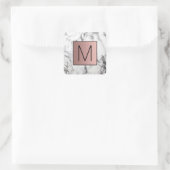 monogram op marmer vierkante sticker (Tas)