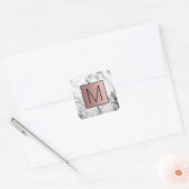 monogram op marmer vierkante sticker (Envelop)
