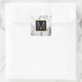monogram op marmer vierkante sticker (Tas)