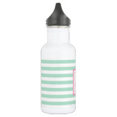 Monogram op Mint Green Stripes-Personalized Waterfles (Links)