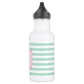 Monogram op Mint Green Stripes-Personalized Waterfles (Rechts)