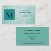 Monogram op Mint Groene  papiertextuur Visitekaartje (Voorkant / Achterkant)