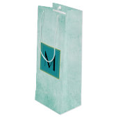 Monogram op Mint Groene papiertextuur Wijn Cadeautas (Achterkant Gekanteld)