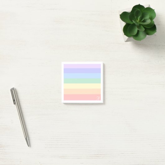 Monogram op pastelregenboog en wit Lijst Post-it® Notes (Kantoor)
