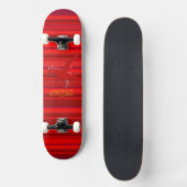 Monogram op Raven-logo met rood chroomeffect Skateboard (Voorkant)