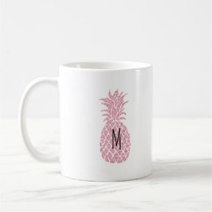 Monogram op roze ananas koffiemok