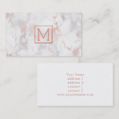 Monogram op roze marmer visitekaartje (Voorkant / Achterkant)