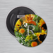 Monogram op Zonnebloem 2,25-in Magneet Flesopener Button Flesopener