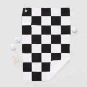 Monogram op zwart-wit gecheckt patroon golfhanddoek (Insitu)
