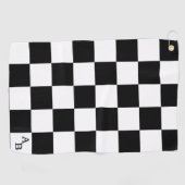 Monogram op zwart-wit gecheckt patroon golfhanddoek (Horizontaal)