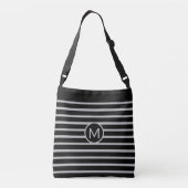 Monogram op zwart & zilver grijs strips crossbody tas (Achterkant)