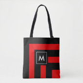 Monogram op zwarte en rode stripper Canvas tas (Voorkant)