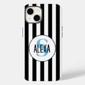 Monogram op zwarte en witte strepen Case-Mate iPhone case (Achterkant)