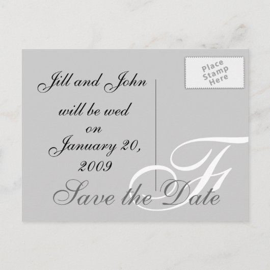 Monogram Opslaan van de Datum Aankondiging (Achterkant)