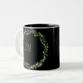 MONOGRAM OR NOIR EUCALYPTUS 2 CAFÉ MUG (Devant gauche)