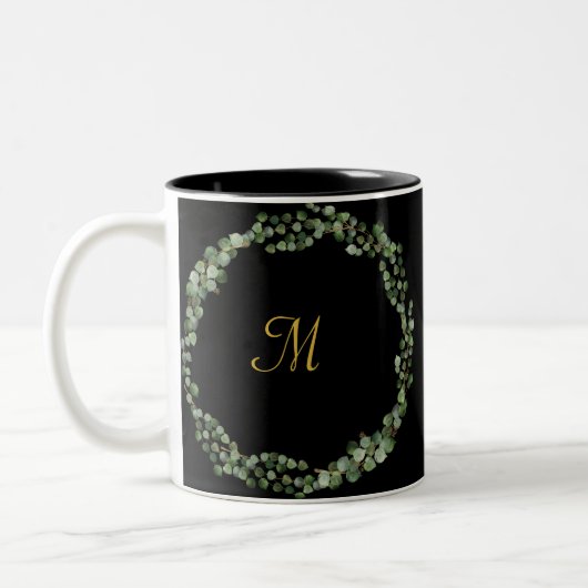 MONOGRAM OR NOIR EUCALYPTUS 2 CAFÉ MUG (Gauche)
