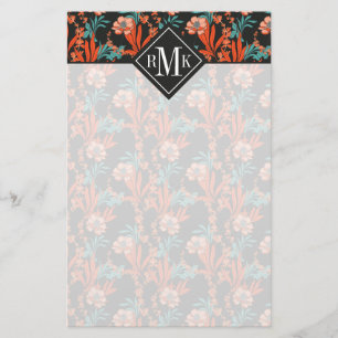 Monogram   Oranje Abstract flessenpatroon Briefpapier