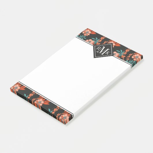 Monogram | Oranje Abstract flessenpatroon Post-it® Notes (Schuin)