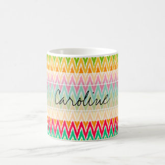 Monogram Oranje Blauwgroen Ikat Chevron Zig Zag Pa Koffiemok