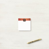 Monogram oranje botanisch bladpatroon vet post-it® notes (Op bureau)