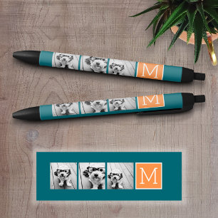 Monogram Oranje en blauw instagram Foto Collage Zwarte Inkt Pen