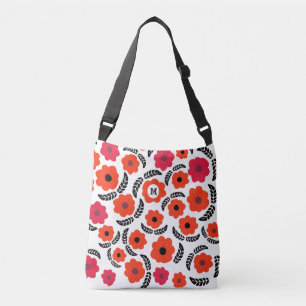 Monogram Oranje en rood Floral Crossbody Tas