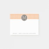 Monogram Oranje en Taupe Houndstooth Pattern Post-it® Notes (Voorkant)