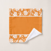 monogram Oranje en witte  damkers Bad Handdoek (Wasdoekje)