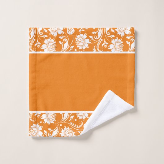 monogram Oranje en witte  damkers Bad Handdoek (Wasdoekje)