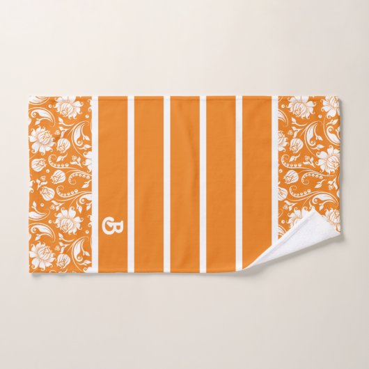 monogram Oranje en witte  damkers Bad Handdoek (Handdoek)