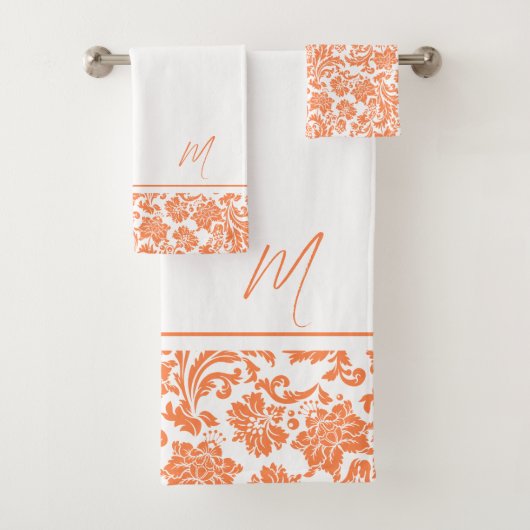 monogram Oranje en witte damkers Bad Handdoek (Insitu)