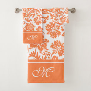 monogram Oranje en witte  damkers Bad Handdoek