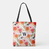 Monogram Oranje Floral Pattern Tas (Achterkant)