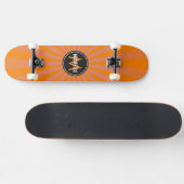 Monogram Oranje Funky Sun Rays Pattern Skateboard (Horizontaal)