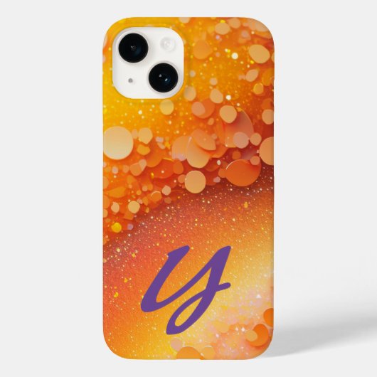 Monogram Oranje Glitter Case-Mate iPhone Case (Achterkant)