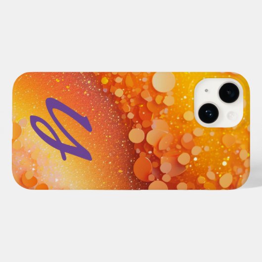 Monogram Oranje Glitter Case-Mate iPhone Case (Achterkant (horizontaal))