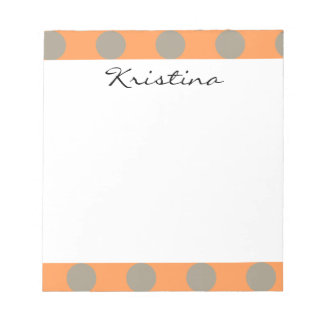 Monogram Oranje Gray Cute Polka Dot Pattern Notitieblok